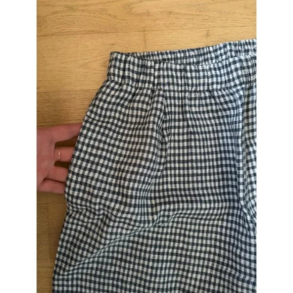 Reformation Gingham Wide Leg Pants Elastic Waist Trousers Pants Fernando Linen - Picture 5 of 9